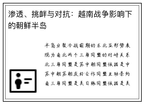 渗透、挑衅与对抗：越南战争影响下的朝鲜半岛